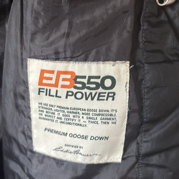 Eddie Bauer Black Goose Down Puffer Long Jacket Coat Winter EB550 Fill Large - Picture 7 of 7